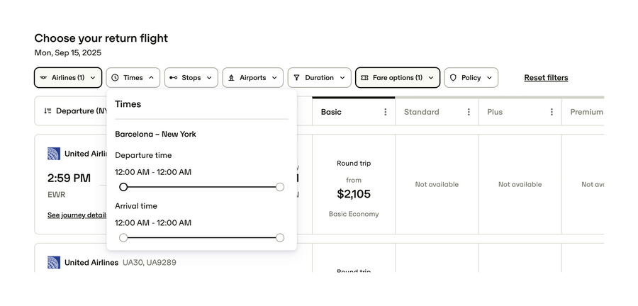 Travelperk
				sorting & filtering ui component
