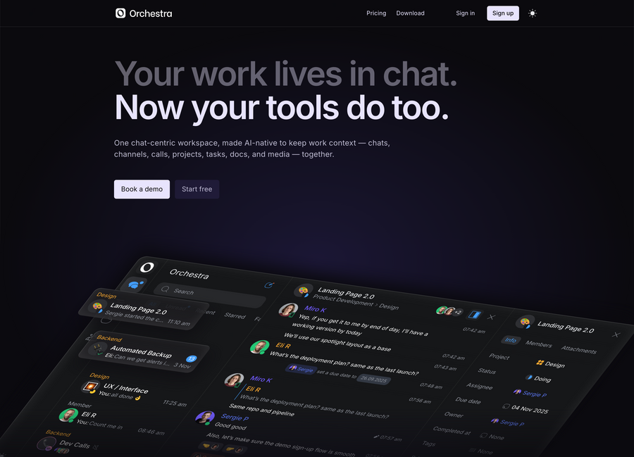 Orchestra
				hero section ui component