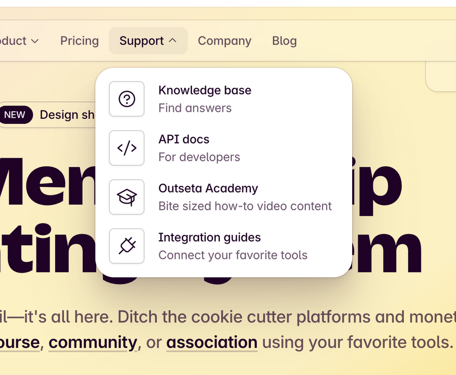 Outseta
				flyout menu ui component
