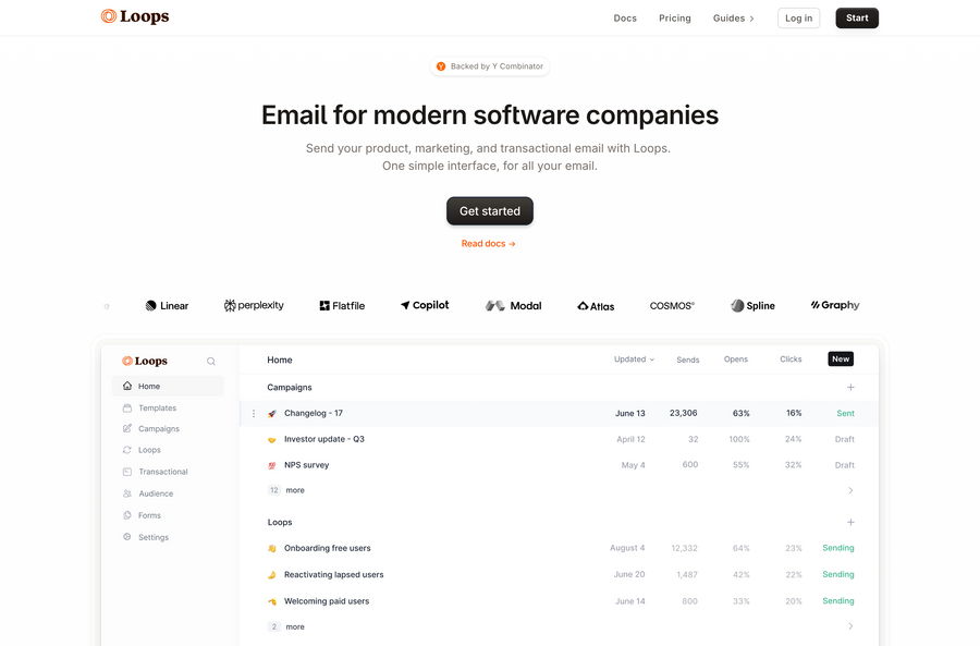 Loops
				hero section ui component
