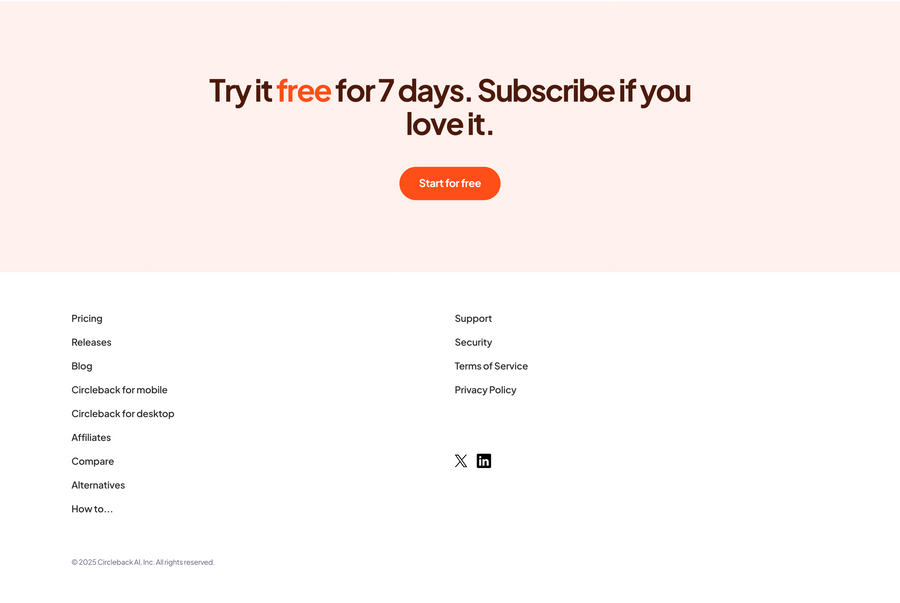 Circleback
				footer ui component