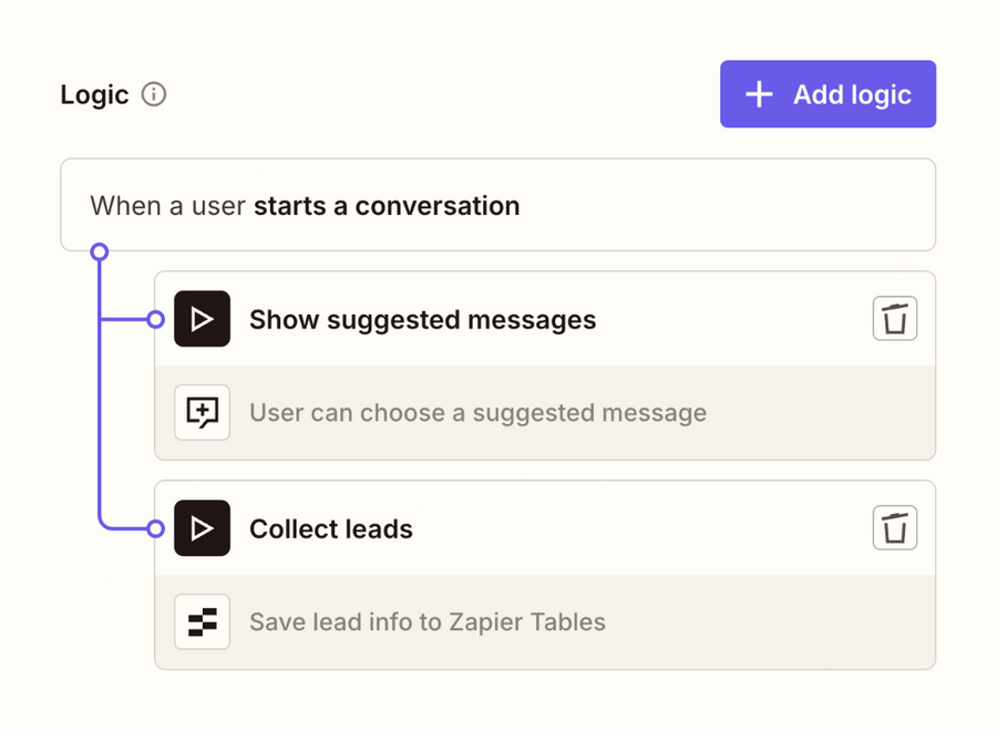Zapier
			form automation workflow automation conditional logic workflow delete workflow editor ui component