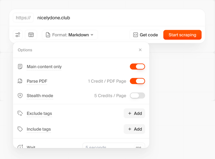 Firecrawl
				dropdown menu ui component