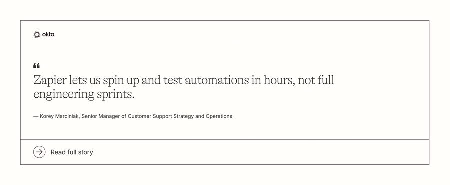 Zapier
			call to action automation ui component