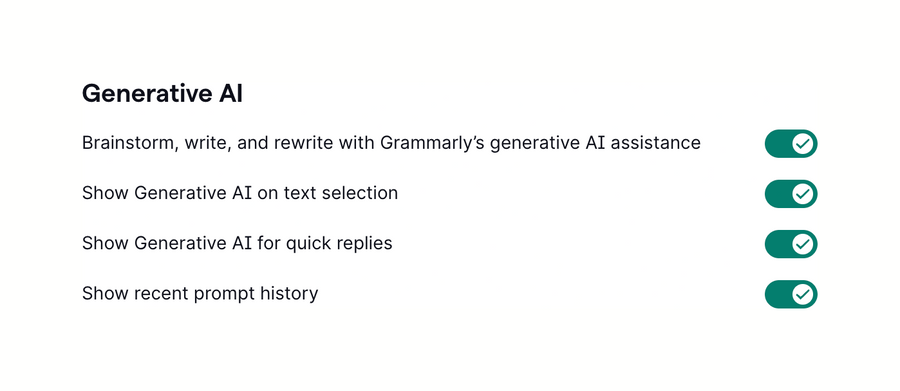 Grammarly
				toggle/switch ui component