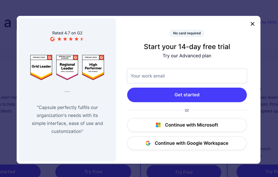 Capsule
			free trial form ui component