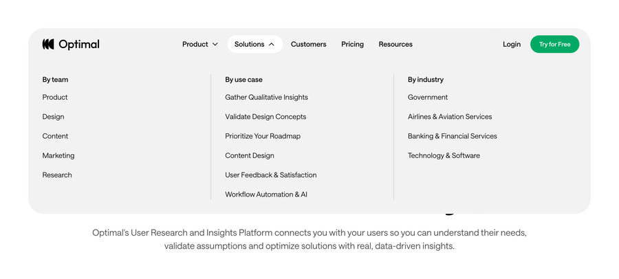 Optimal
				flyout menu ui component