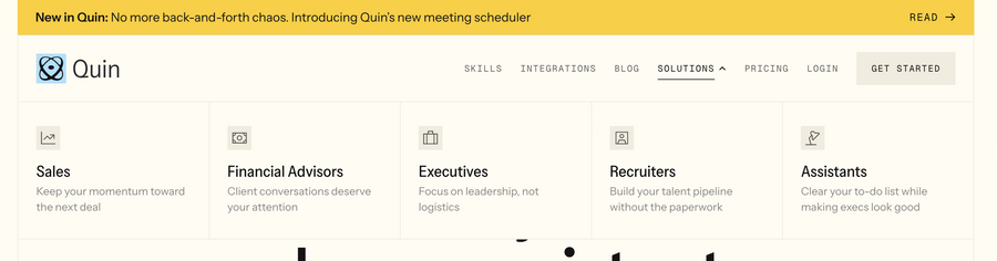 Quin
				flyout menu ui component
