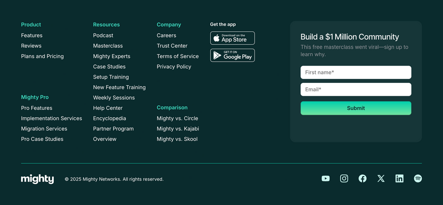 Mighty
				footer ui component
