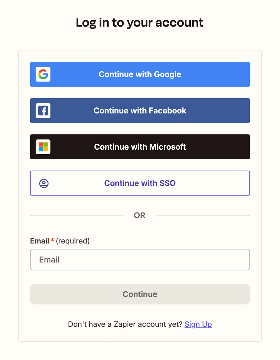 Zapier
			login authentication form layout form ui component