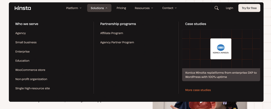 Kinsta
				flyout menu ui component