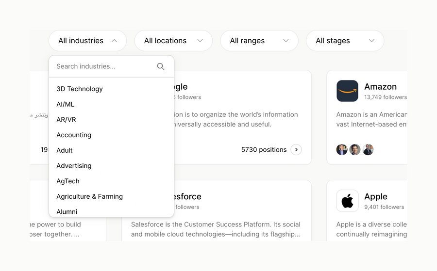 The org
			search bar ui component