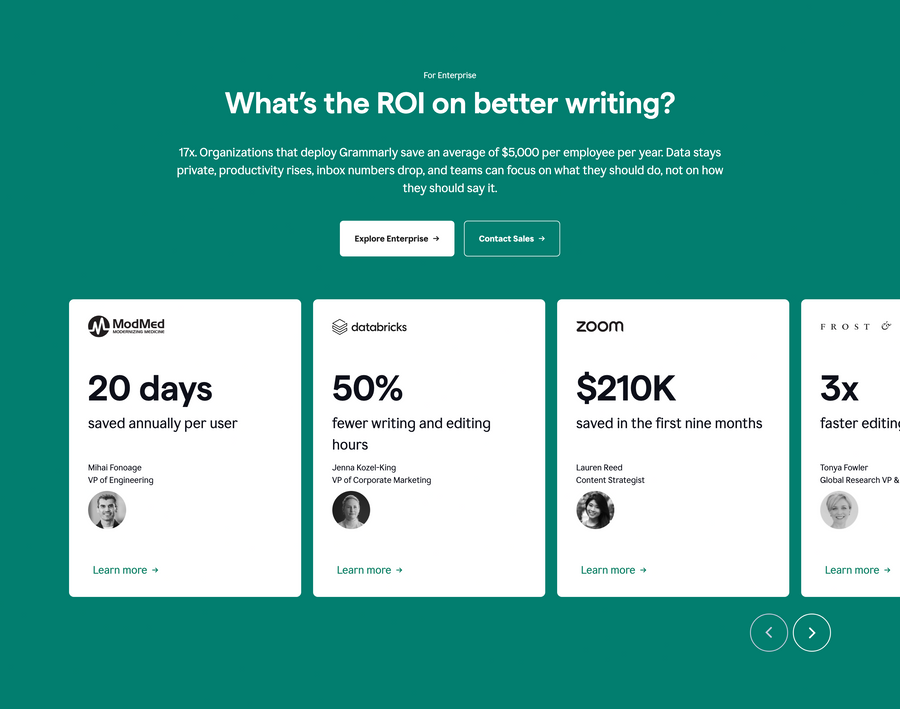 Grammarly
				social proof ui component