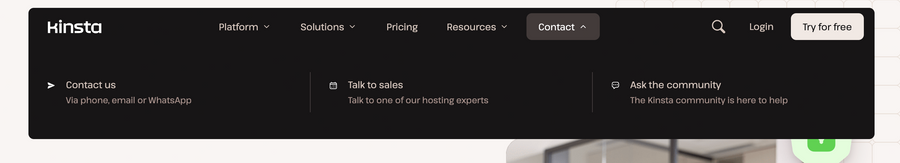 Kinsta
				flyout menu ui component
