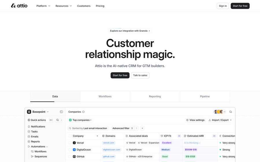 Attio
				hero section ui component