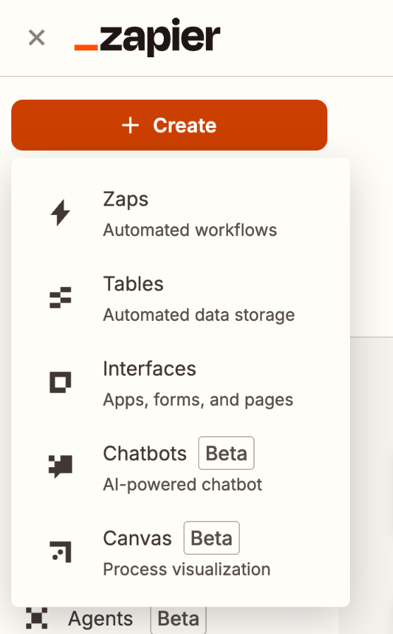 Zapier
			menu automation workflow ui component