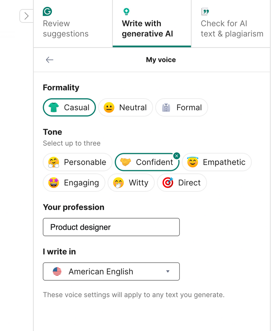 Grammarly
			settings form ui component