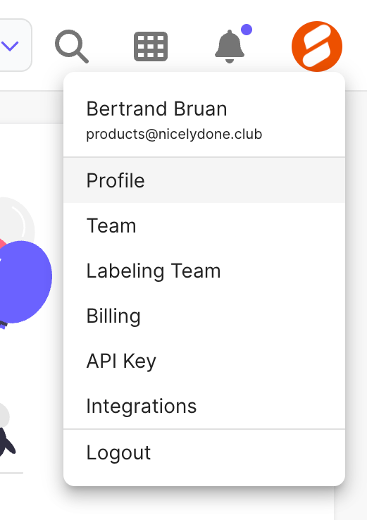 Scale
			user profile menu user management profile management integration management ui component
