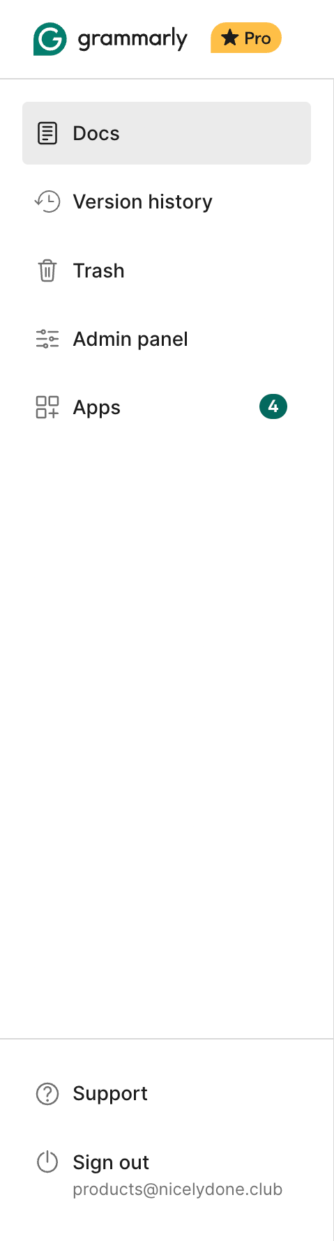 Grammarly
				vertical navigation ui component