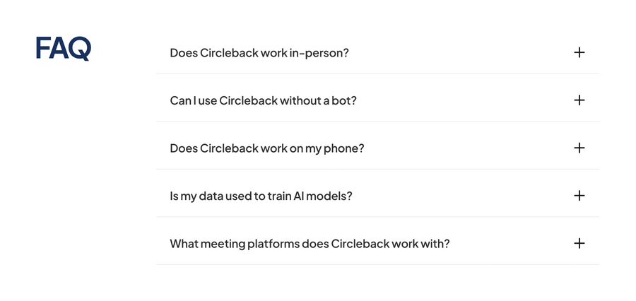 Circleback
				faq ui component