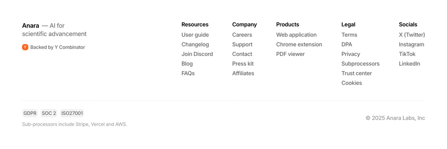 Anara
				footer ui component