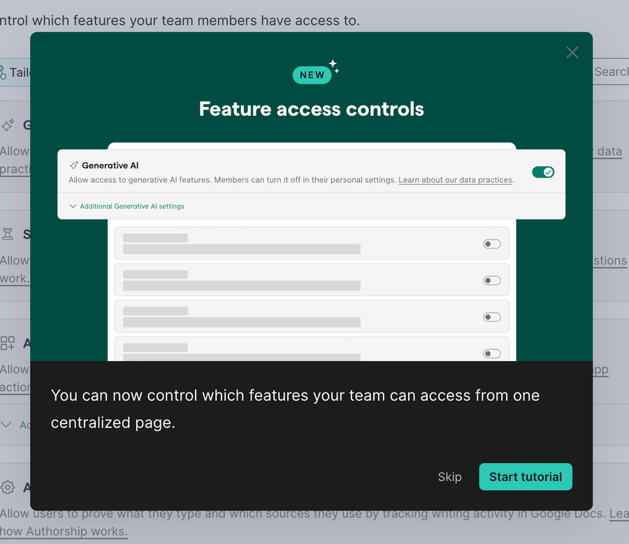Grammarly
				modal ui component