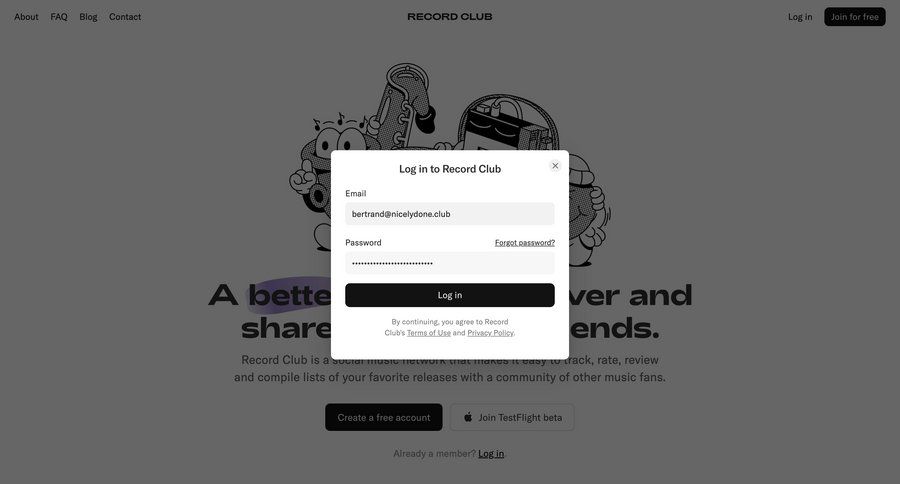 Record club
			      ux ui design