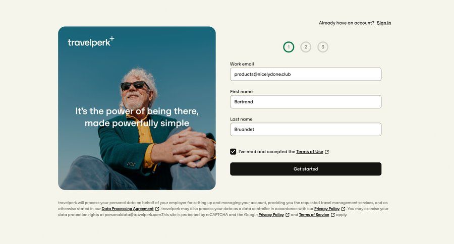 Travelperk
				signup page example
