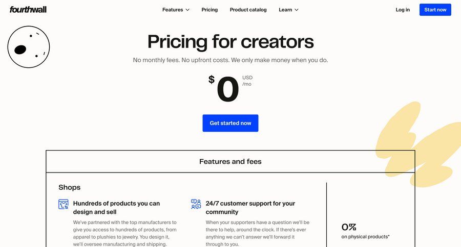 Fourthwall
				plans & pricing ui page example