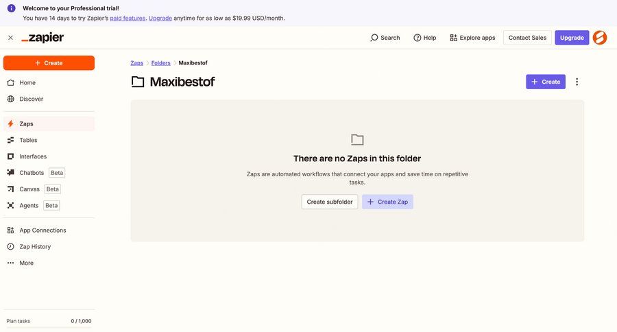 Zapier
			 dashboard sidebar navigation workflow onboarding automation folder management sidebar folder ui page example
