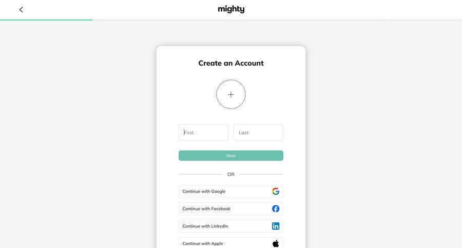 Mighty
				signup page example