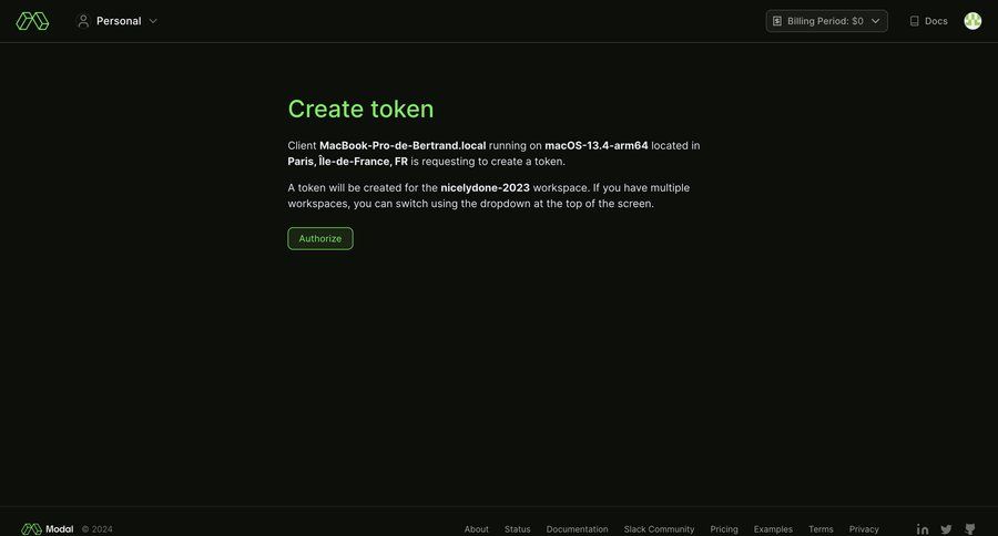 Modal screen example