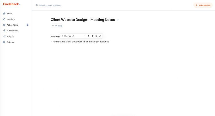 Circleback
			    ux ui design