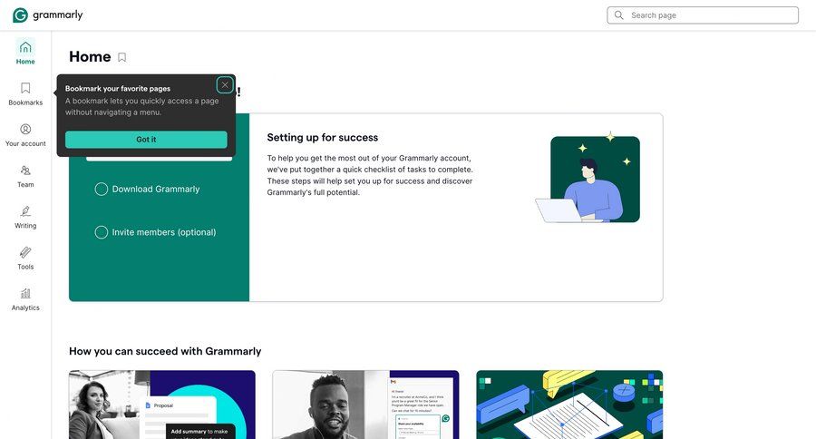 Grammarly screen example
