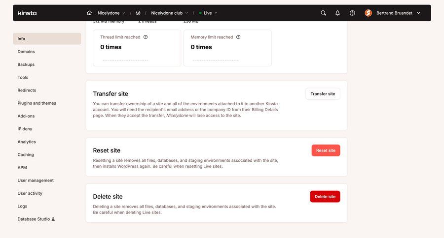 Kinsta screen example