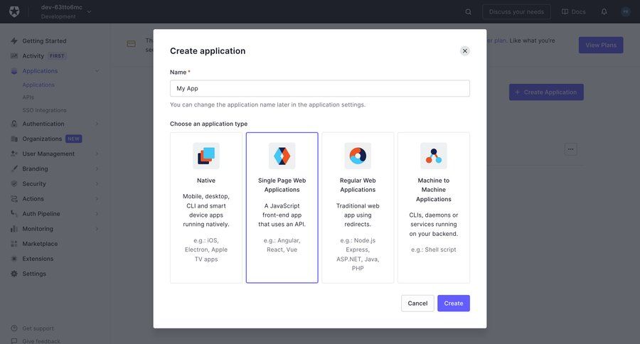 Auth0 screen example