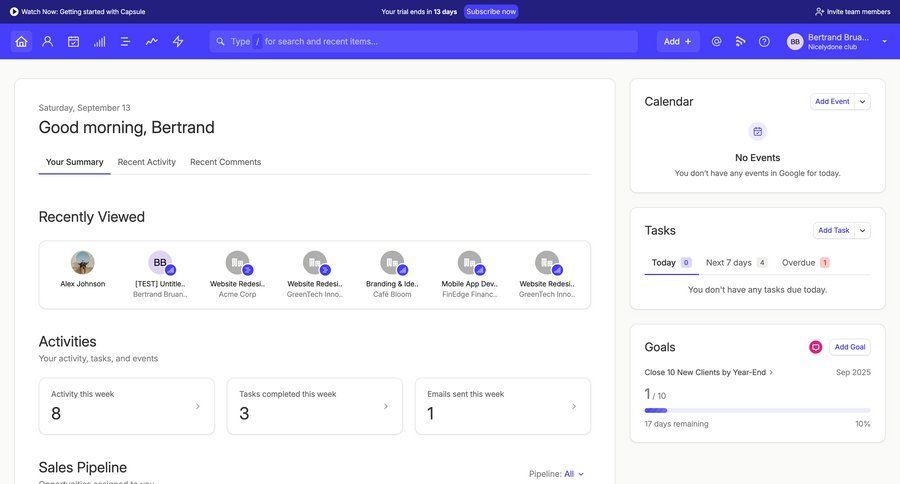 Capsule
			 task management dashboard project management project tracking dropdown filters recent activity progress bar summary card layout ui page example