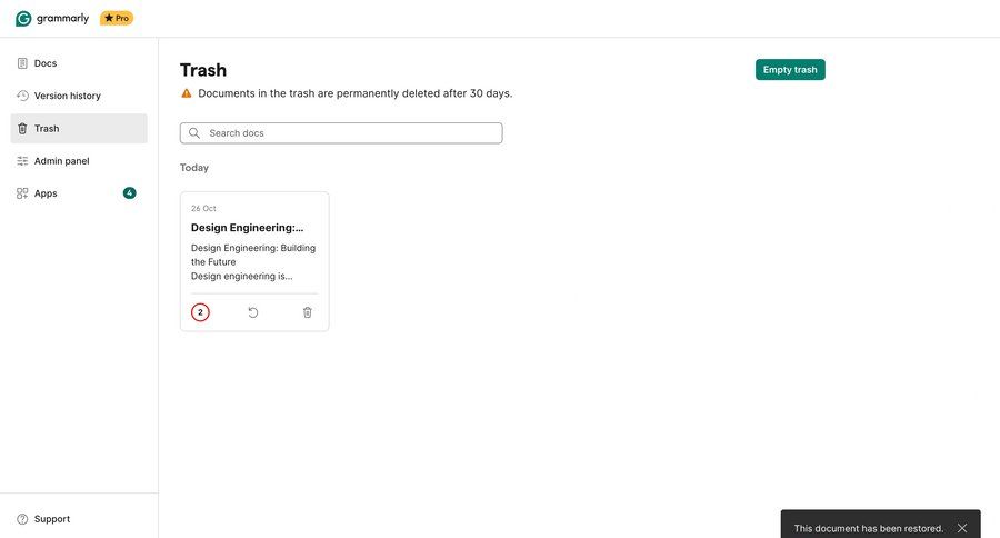 Grammarly screen example