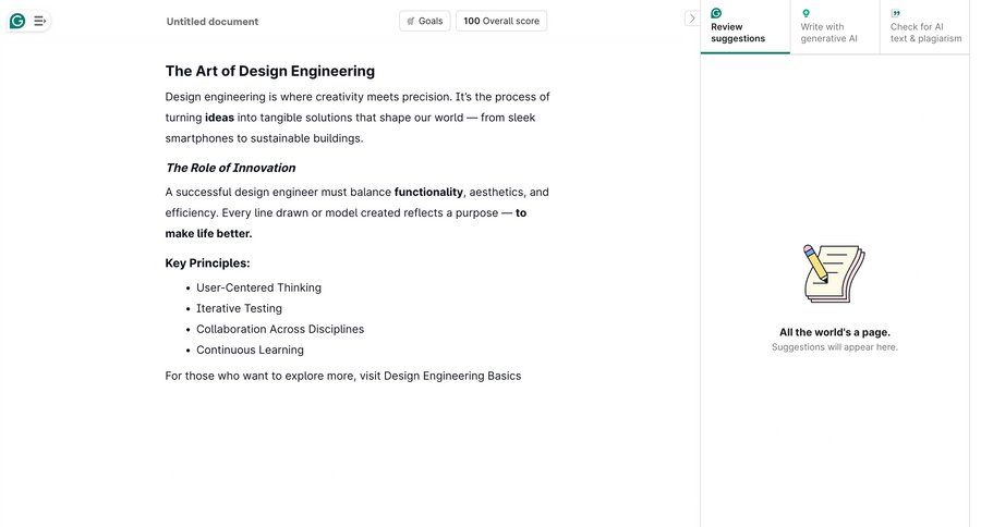 Grammarly screen example