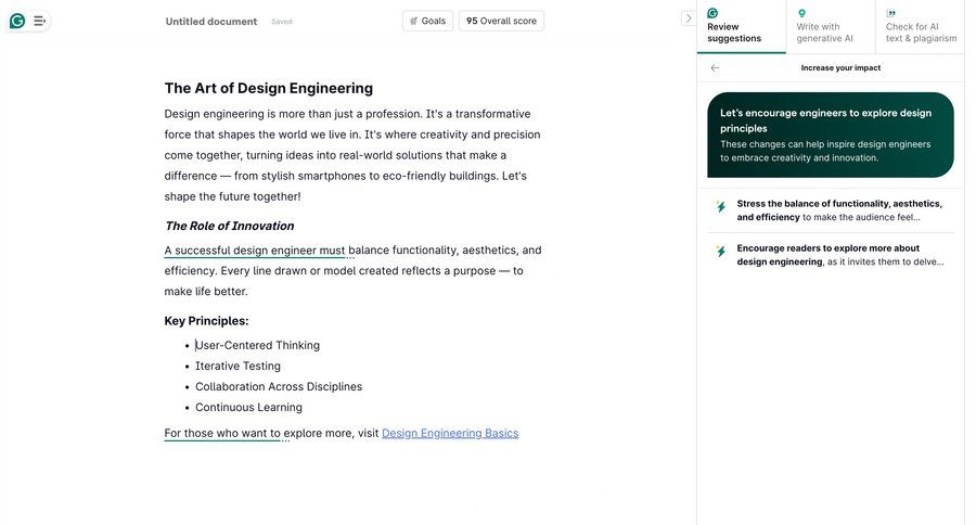 Grammarly screen example