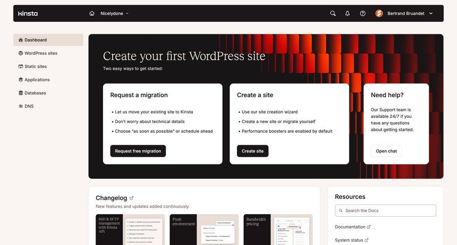 Kinsta screen example