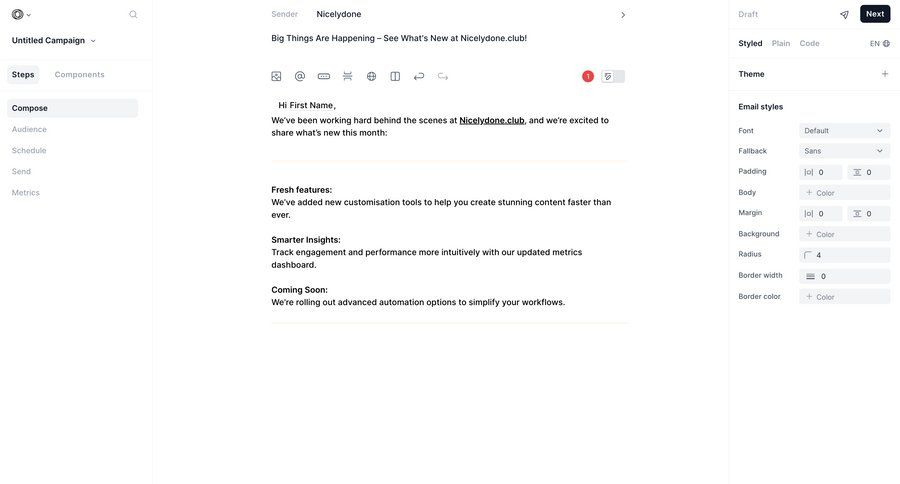 Loops screen example
