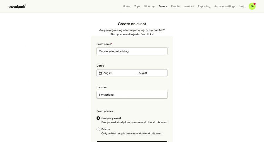 Travelperk screen example