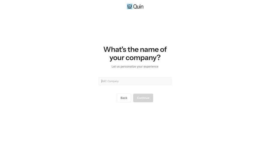 Quin
				onboarding ui page example