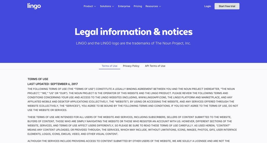 Lingo
				legal ui page example