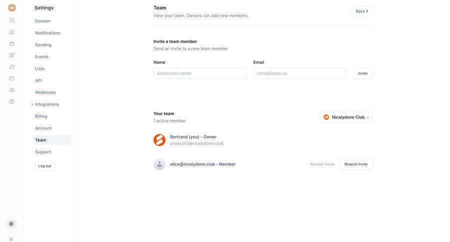 Loops
			 configuration settings user management form user invitation ui page example