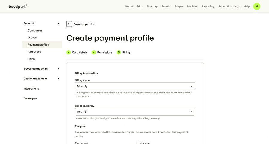 Travelperk screen example