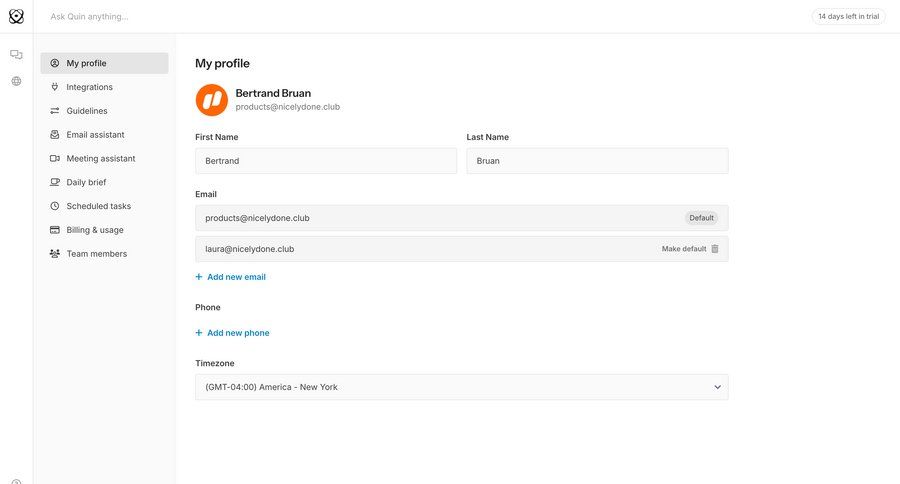 Quin
				profile page example