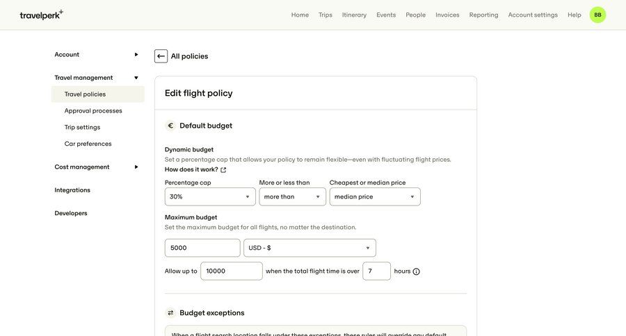 Travelperk screen example