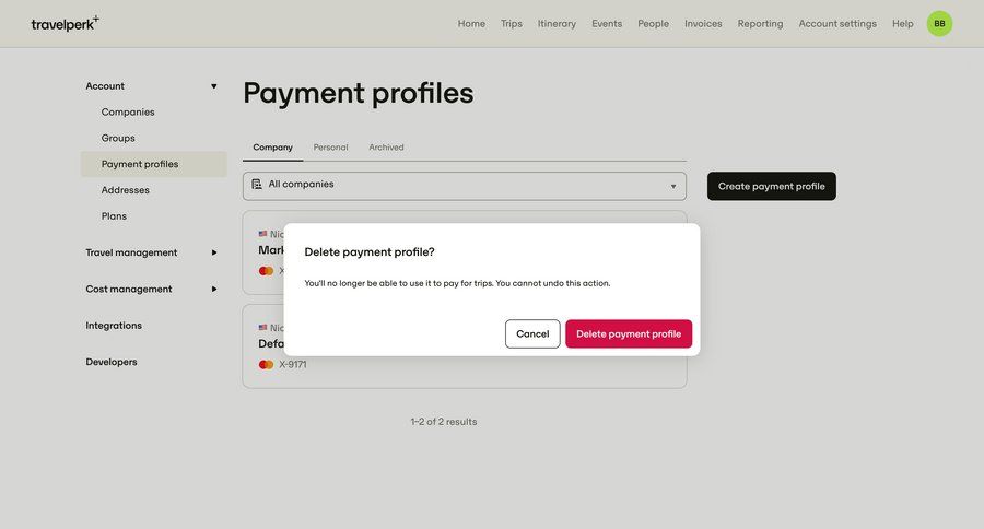 Travelperk
				modal & popover page example